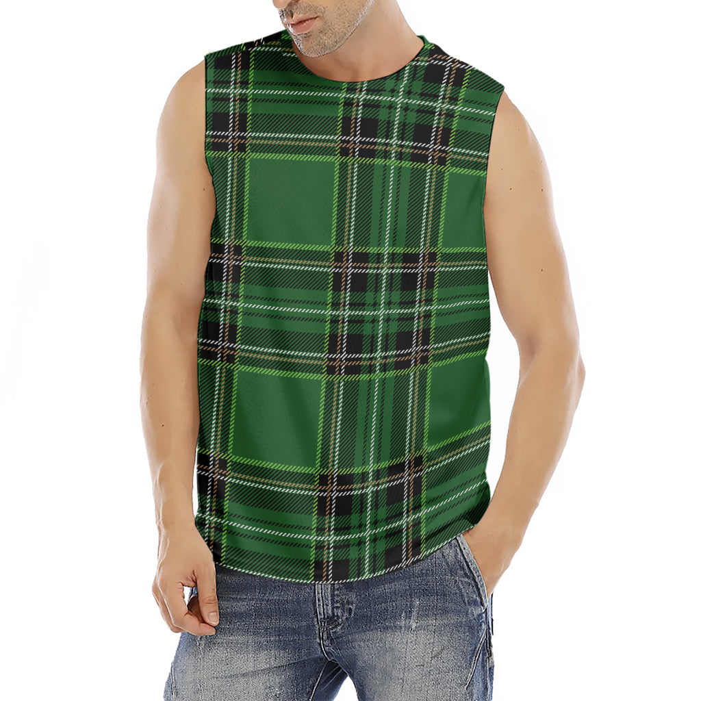 Green Stewart Tartan Pattern Print Men's Fitness Tank Top