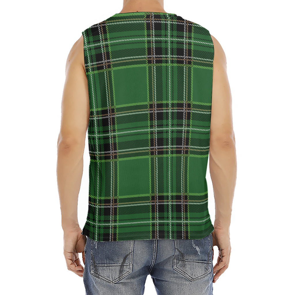 Green Stewart Tartan Pattern Print Men's Fitness Tank Top