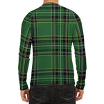 Green Stewart Tartan Pattern Print Men's Long Sleeve Rash Guard