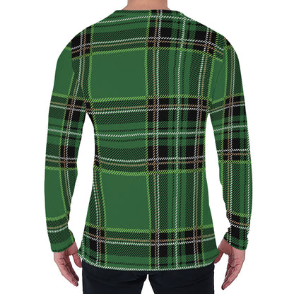 Green Stewart Tartan Pattern Print Men's Long Sleeve T-Shirt