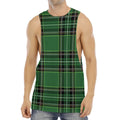 Green Stewart Tartan Pattern Print Men's Muscle Tank Top