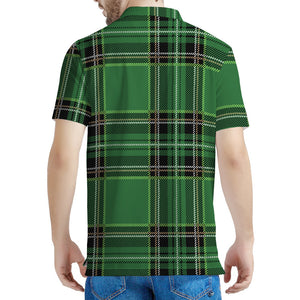 Green Stewart Tartan Pattern Print Men's Polo Shirt