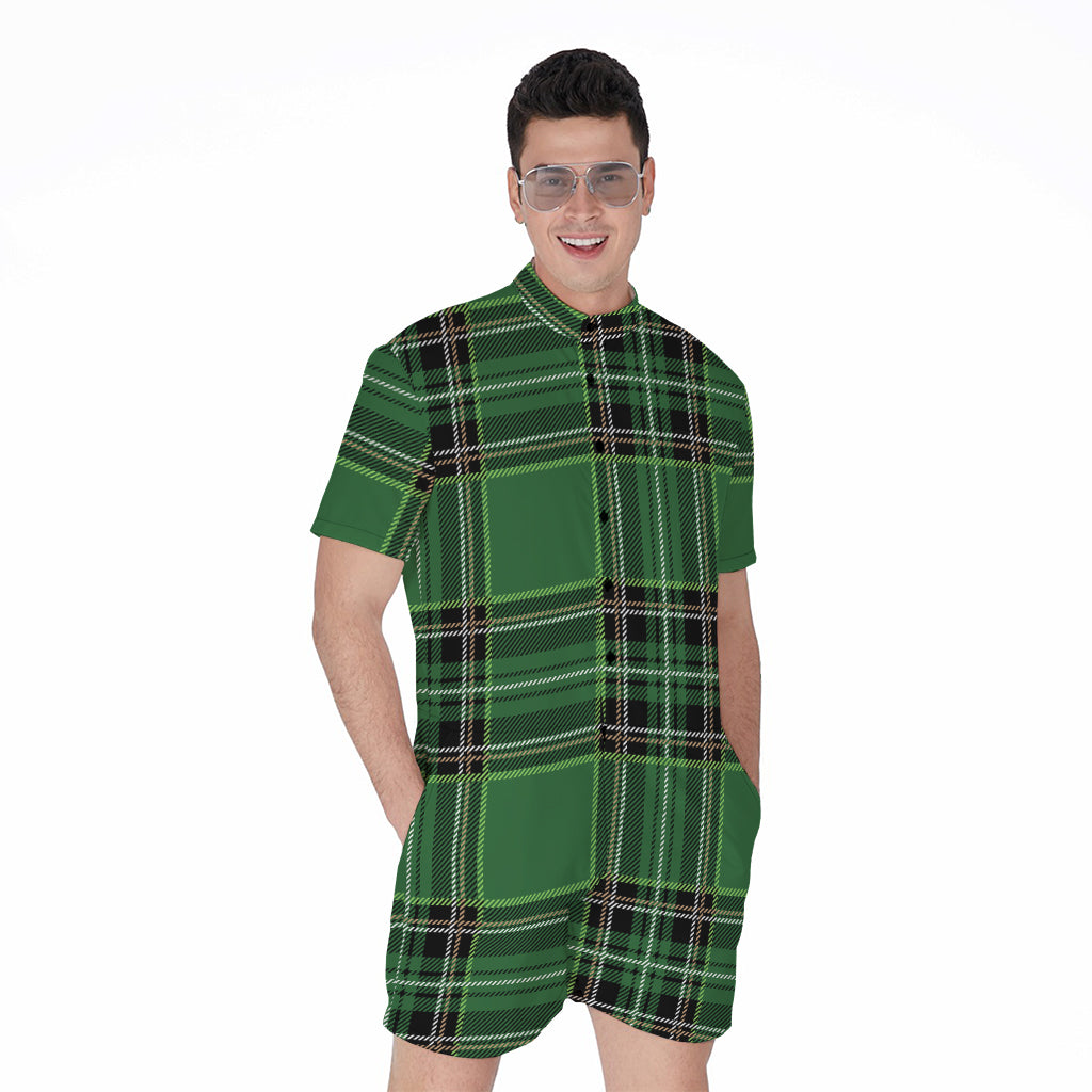 Green Stewart Tartan Pattern Print Men's Rompers