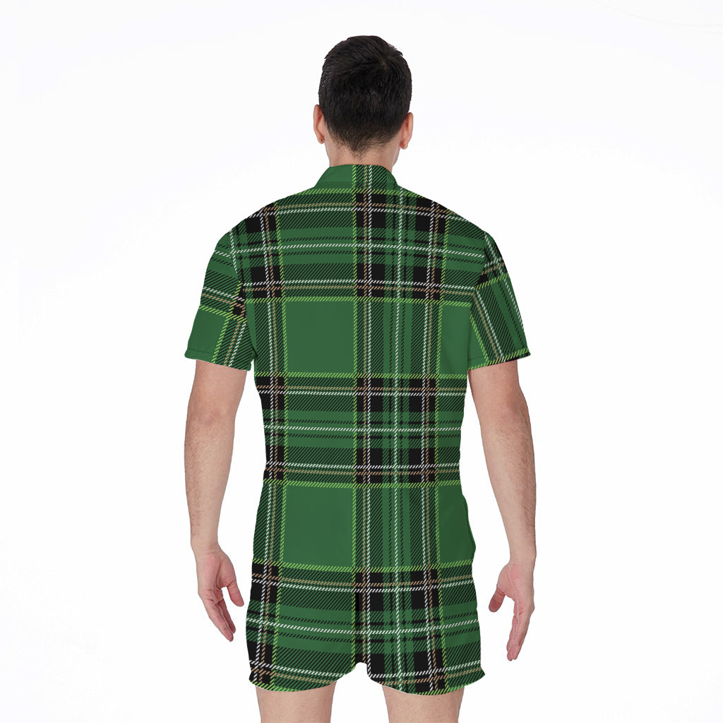 Green Stewart Tartan Pattern Print Men's Rompers