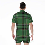 Green Stewart Tartan Pattern Print Men's Rompers