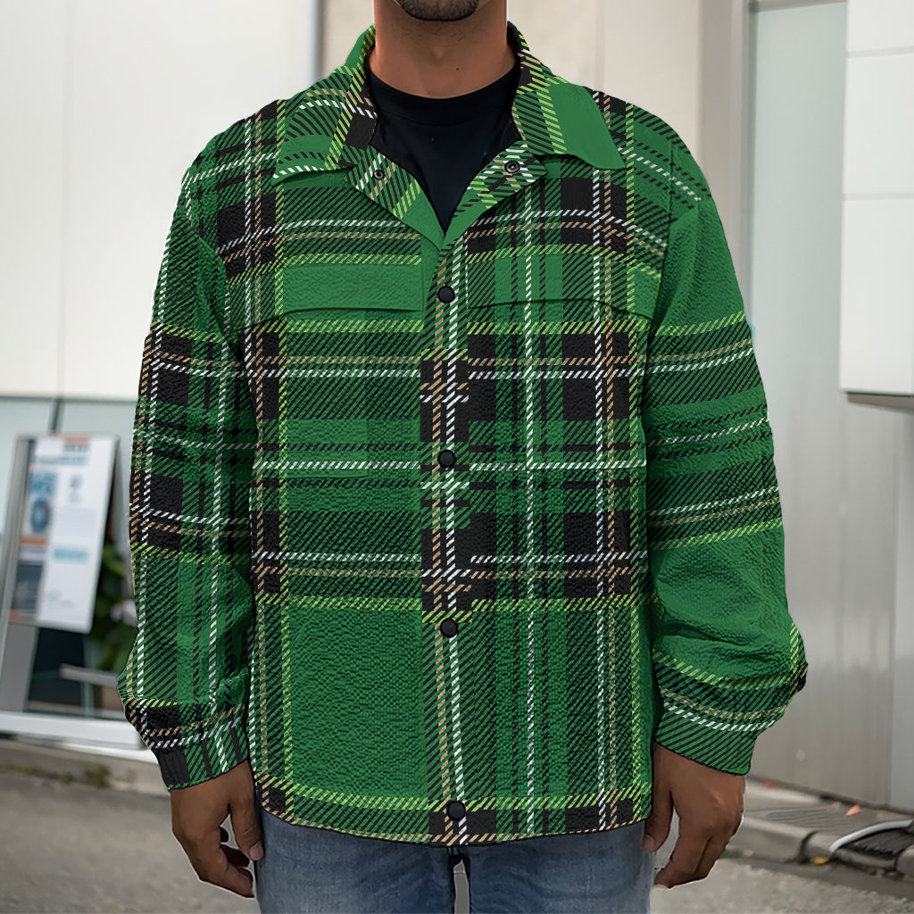 Green Stewart Tartan Pattern Print Men's Shirt Jacket