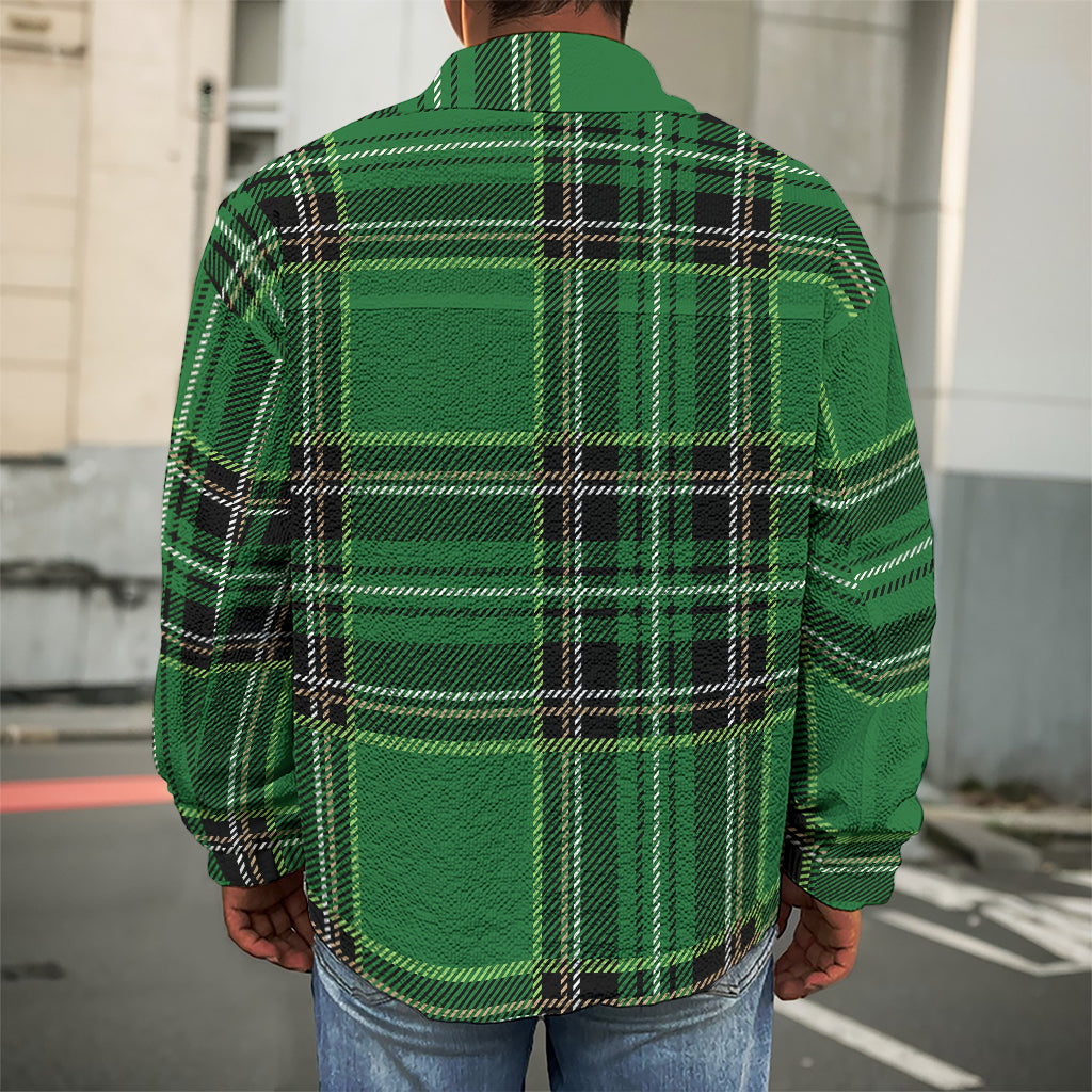 Green Stewart Tartan Pattern Print Men's Shirt Jacket
