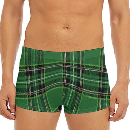Green Stewart Tartan Pattern Print Men's Short Boxer Briefs