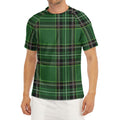 Green Stewart Tartan Pattern Print Men's Short Sleeve Rash Guard