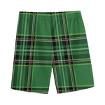 Green Stewart Tartan Pattern Print Men's Sports Shorts