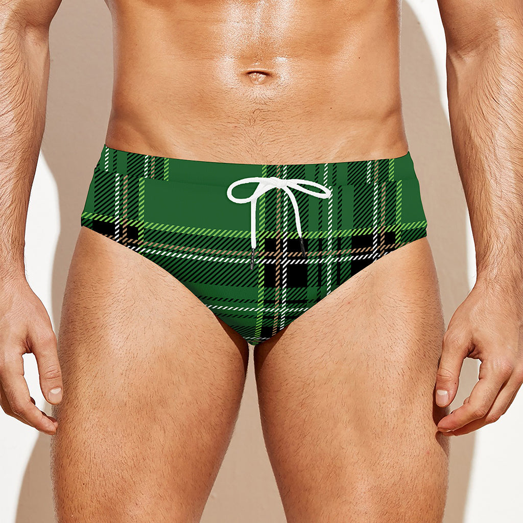 Green Stewart Tartan Pattern Print Men's Swim Briefs