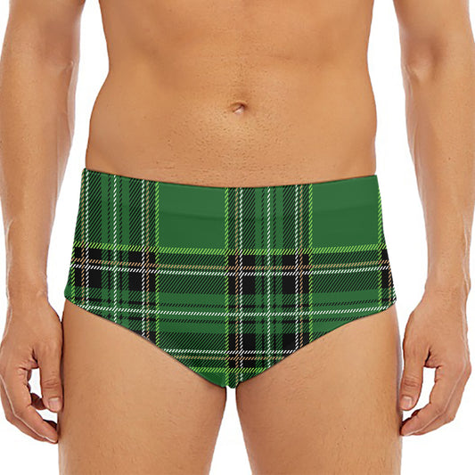 Green Stewart Tartan Pattern Print Men's Triangle Swim Briefs