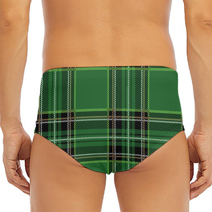 Green Stewart Tartan Pattern Print Men's Triangle Swim Briefs