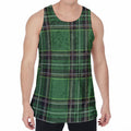 Green Stewart Tartan Pattern Print Men's Velvet Tank Top