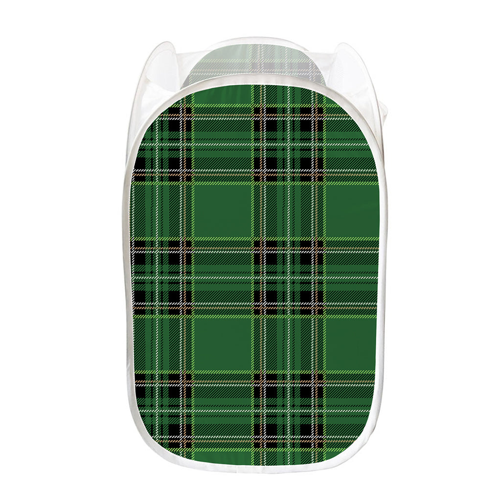 Green Stewart Tartan Pattern Print Mesh Laundry Hamper