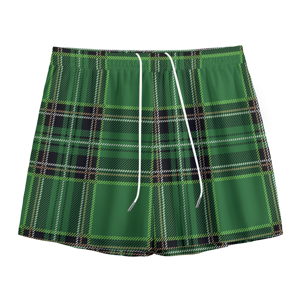 Green Stewart Tartan Pattern Print Mesh Shorts