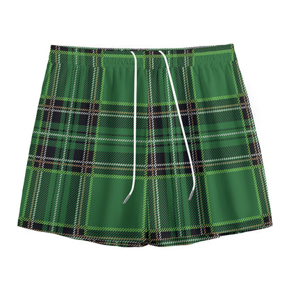 Green Stewart Tartan Pattern Print Mesh Shorts