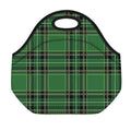 Green Stewart Tartan Pattern Print Neoprene Lunch Bag
