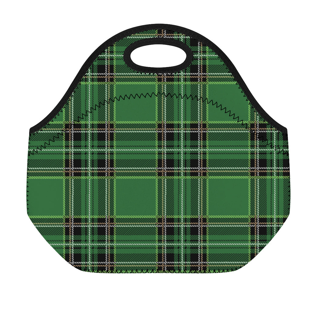 Green Stewart Tartan Pattern Print Neoprene Lunch Bag