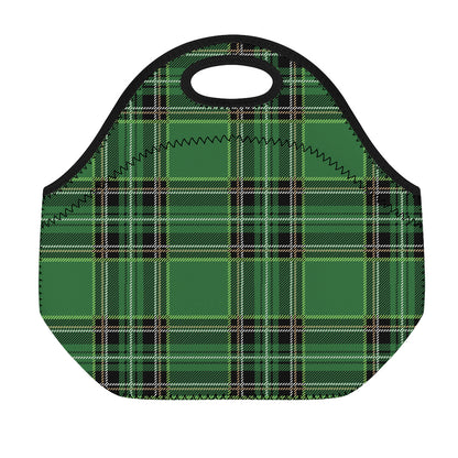 Green Stewart Tartan Pattern Print Neoprene Lunch Bag