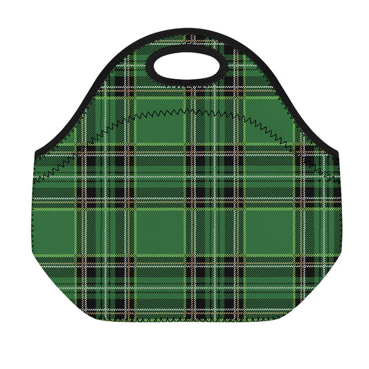 Green Stewart Tartan Pattern Print Neoprene Lunch Bag