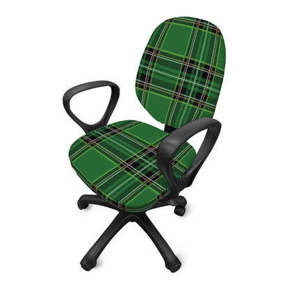 Green Stewart Tartan Pattern Print Office Chair Cover