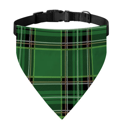 Green Stewart Tartan Pattern Print Over The Collar Dog Bandana