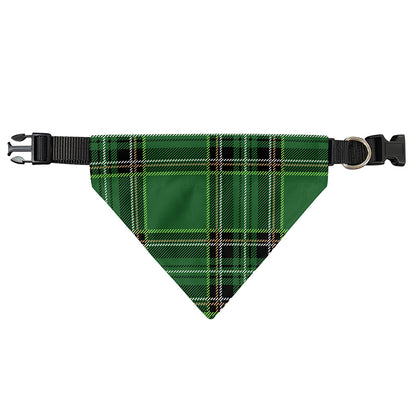 Green Stewart Tartan Pattern Print Over The Collar Dog Bandana