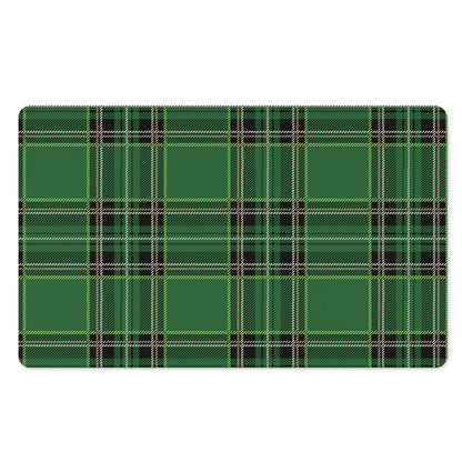 Green Stewart Tartan Pattern Print Polyester Doormat
