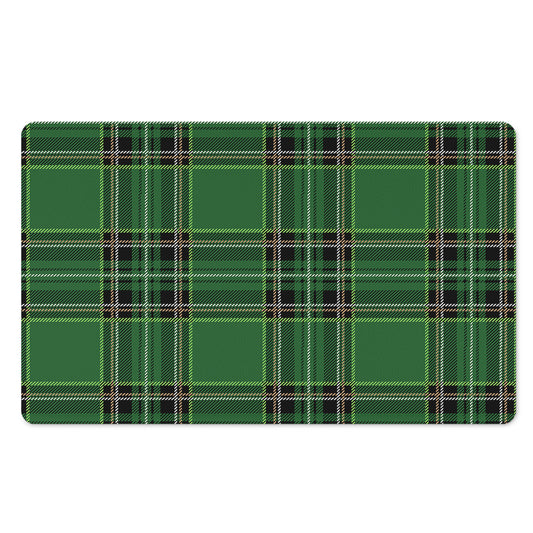 Green Stewart Tartan Pattern Print Polyester Doormat