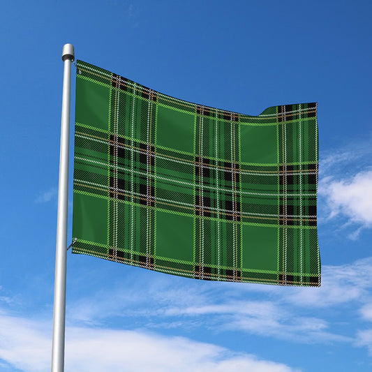 Green Stewart Tartan Pattern Print Polyester Flag