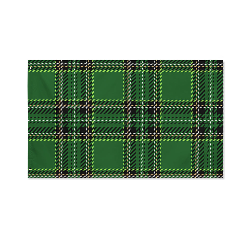 Green Stewart Tartan Pattern Print Polyester Flag