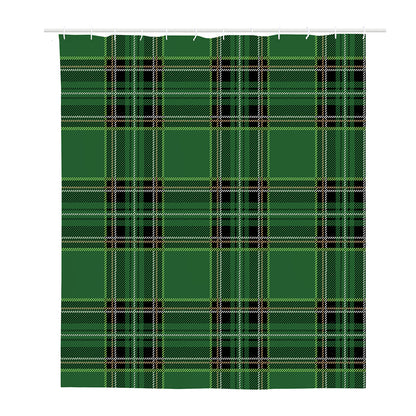 Green Stewart Tartan Pattern Print Polyester Shower Curtain