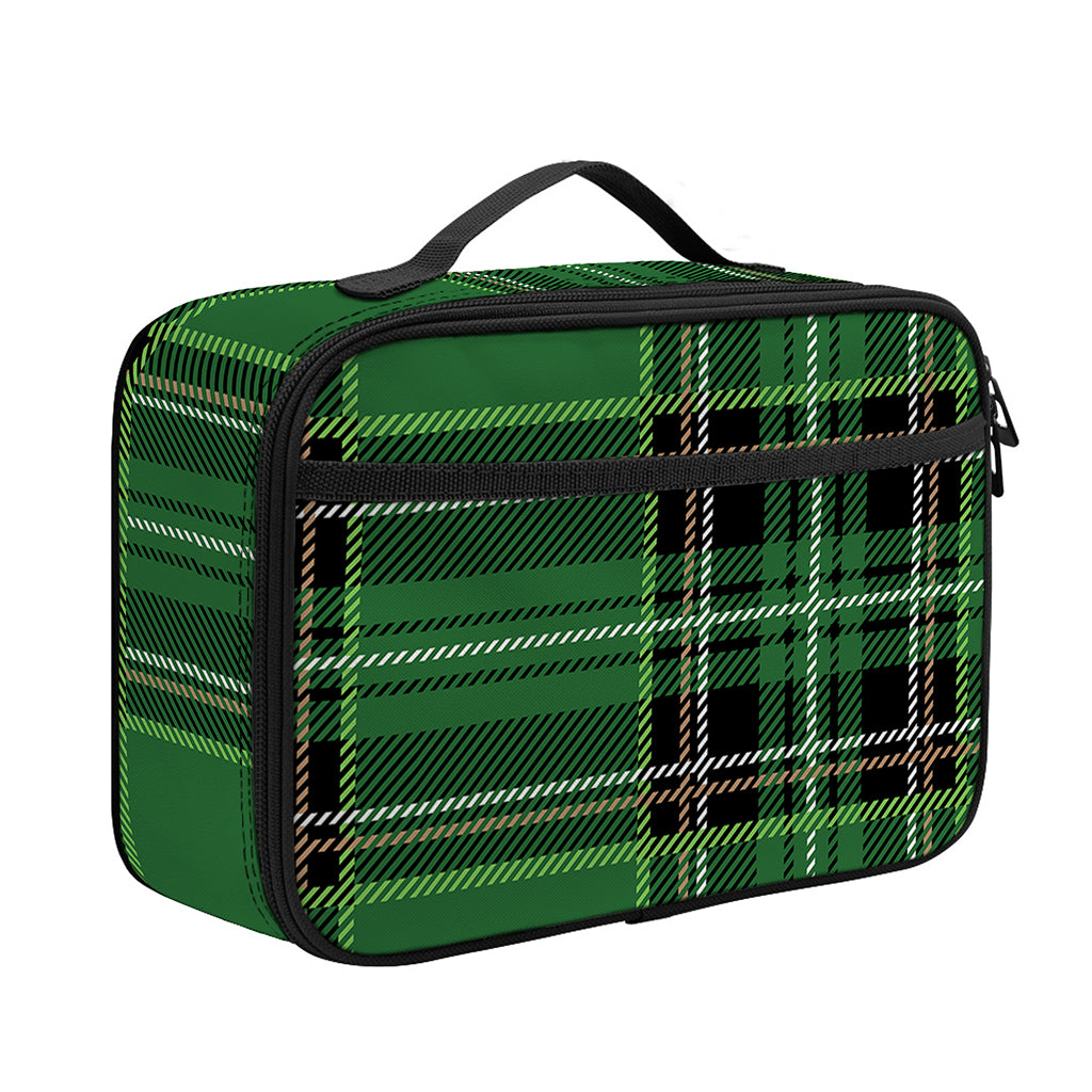 Green Stewart Tartan Pattern Print Portable Lunch Bag