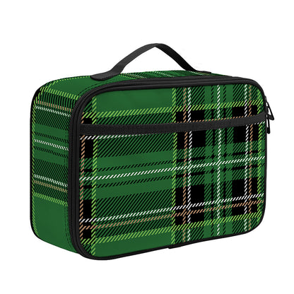 Green Stewart Tartan Pattern Print Portable Lunch Bag