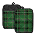 Green Stewart Tartan Pattern Print Pot Holders With Pocket