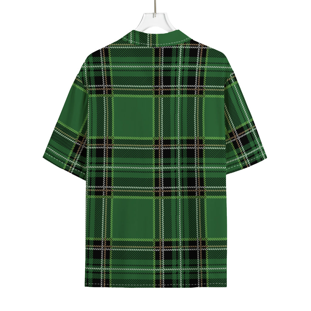 Green Stewart Tartan Pattern Print Rayon Hawaiian Shirt