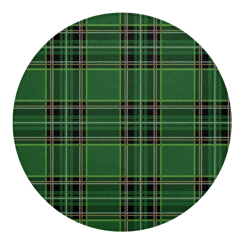 Green Stewart Tartan Pattern Print Round Blanket