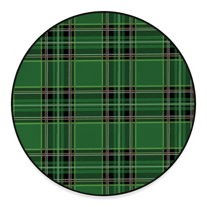 Green Stewart Tartan Pattern Print Round Floor Mat