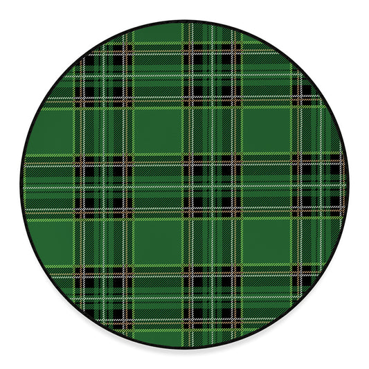Green Stewart Tartan Pattern Print Round Floor Mat