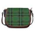 Green Stewart Tartan Pattern Print Saddle Bag