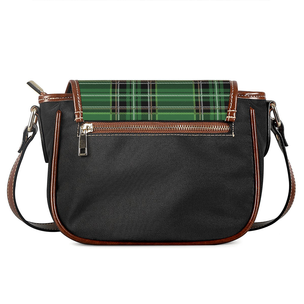 Green Stewart Tartan Pattern Print Saddle Bag
