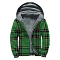 Green Stewart Tartan Pattern Print Sherpa Lined Zip Up Hoodie