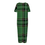 Green Stewart Tartan Pattern Print Short Sleeve Long Nightdress