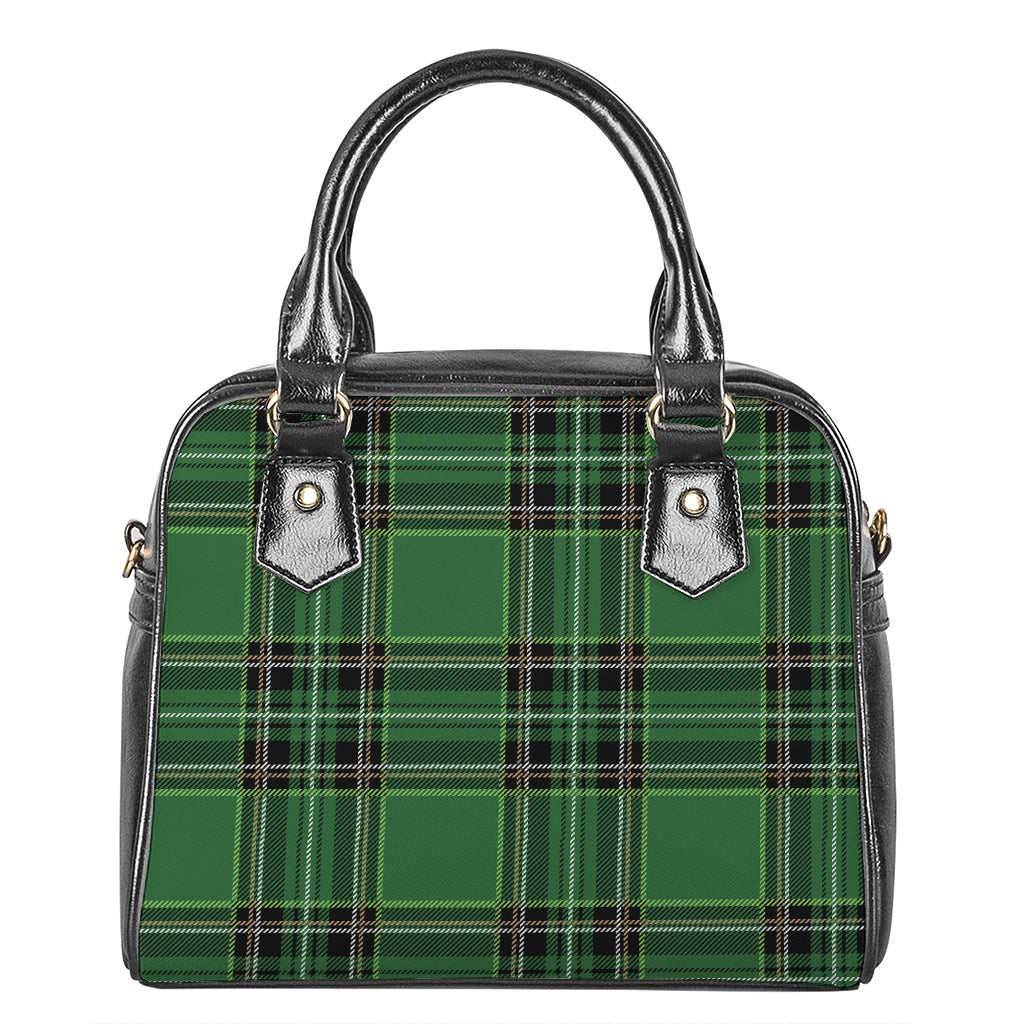 Green Stewart Tartan Pattern Print Shoulder Handbag