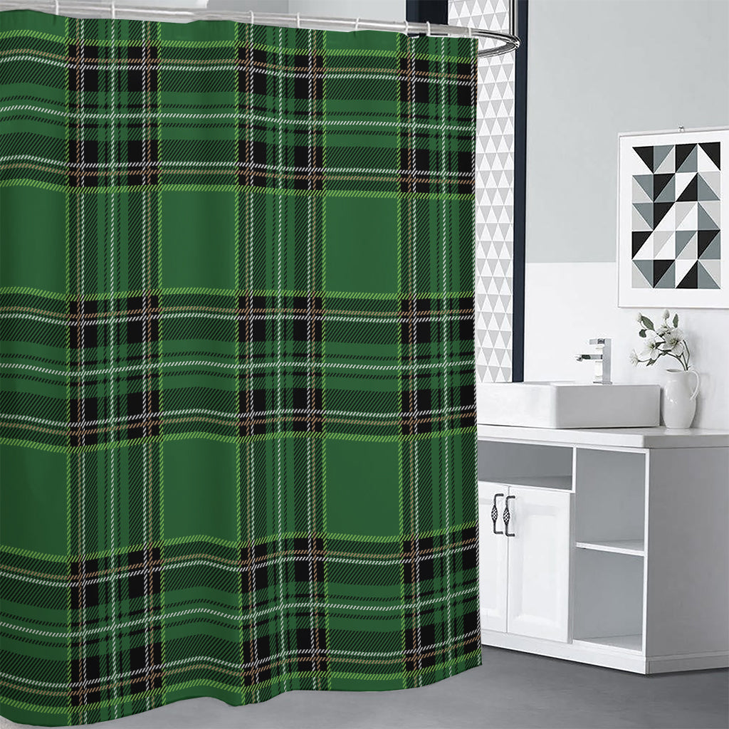 Green Stewart Tartan Pattern Print Shower Curtain