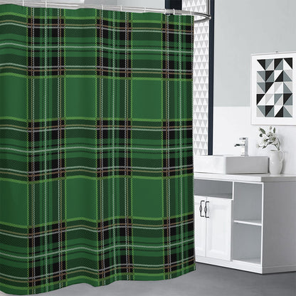 Green Stewart Tartan Pattern Print Shower Curtain