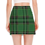 Green Stewart Tartan Pattern Print Side Slit Mini Skirt
