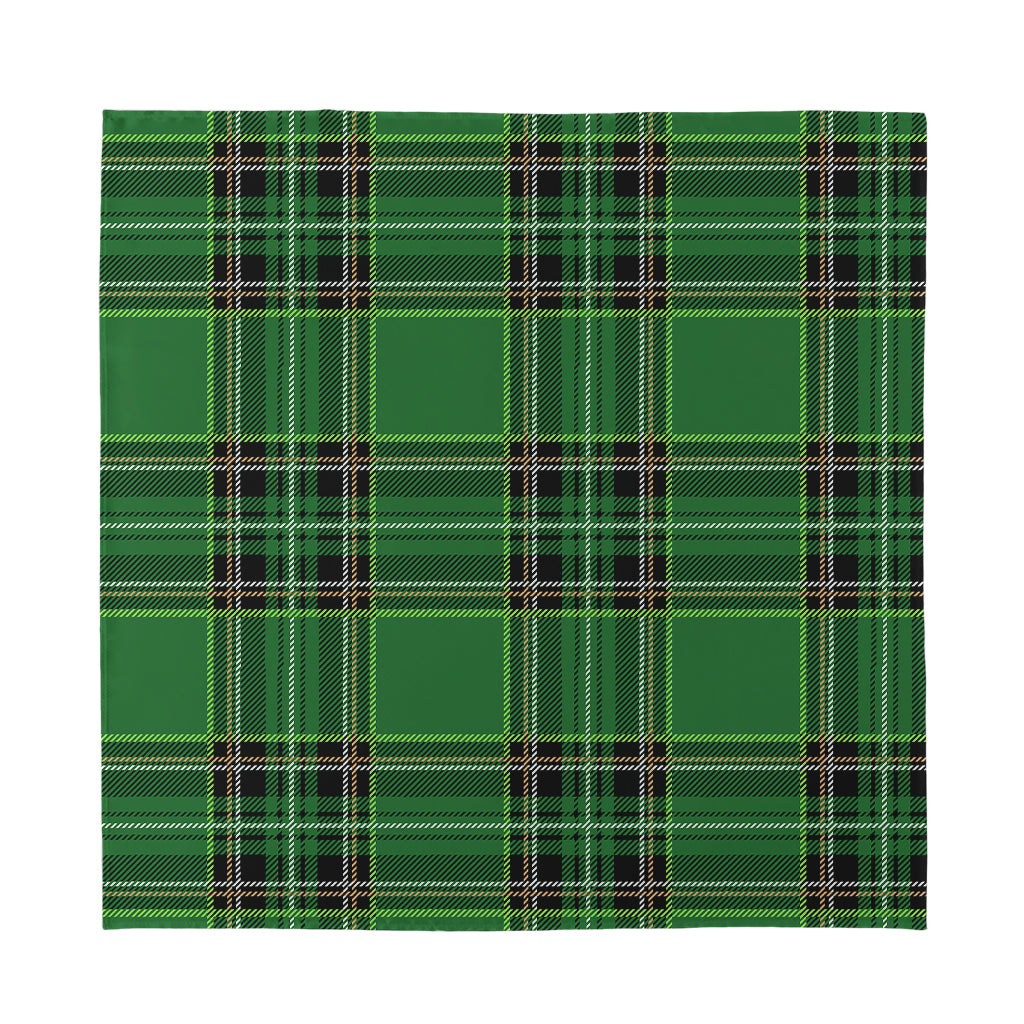 Green Stewart Tartan Pattern Print Silk Bandana