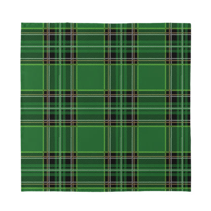 Green Stewart Tartan Pattern Print Silk Bandana